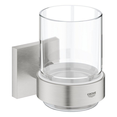 GROHE Start Cube Porte-brosse à dents - 9.5x10.6x7.2cm - avec verre - super acier