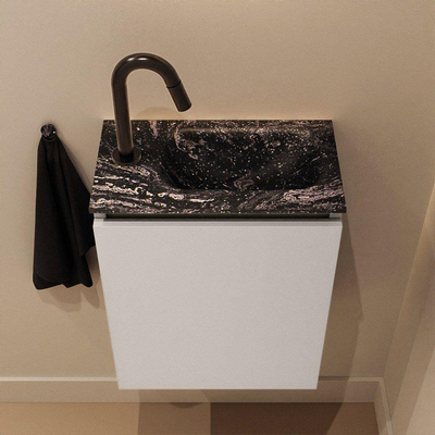 MONDIAZ TURE-DLUX Meuble de toilette 40cm Linen. Lavabo EDEN Lava position droite. Avec 1 trou de robinet.