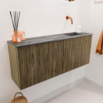 Mondiaz JOYA-DLUX 100cm toiletmeubel - kleur Dusk - Wastafel FAYE positie Rechts Zonder kraangat kleur Sombra.