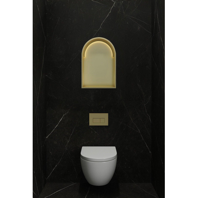 Hotbath &MORE Inbouwbox of inbouwnis Toogmodel - 30x45x10cm - met LED - IP44 - PVD - geborsteld messing (goud)