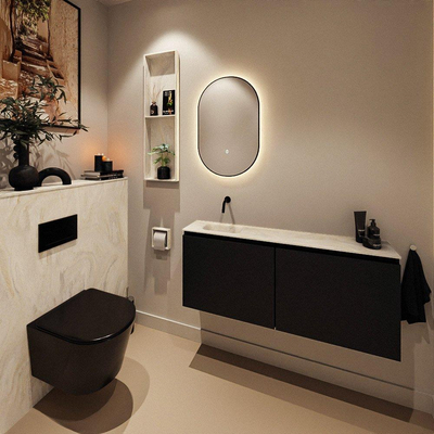 MONDIAZ TURE-DLUX meuble de toilettes 120 cm Urban. EDEN lavabo Ostra position gauche. Sans trou de robinet.