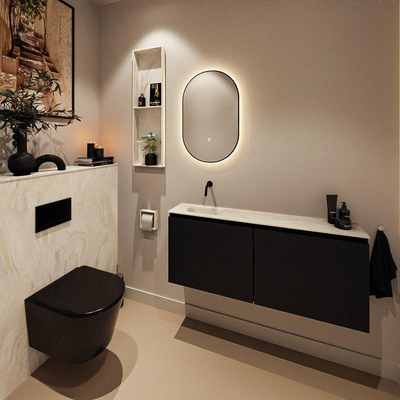 MONDIAZ TURE-DLUX Meuble toilette - 120cm - Urban - EDEN - vasque Ostra - position gauche - sans trou de robinet