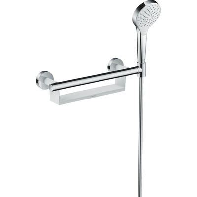 Hansgrohe Unica - badgreep comfort - met tablet en douchehouder - L = - 300 mm - wit/chroom - hoogglans chroom