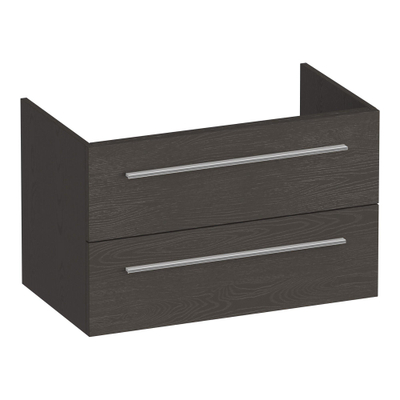BRAUER Trust meuble sous-lavabo 80 sans poignées rapportées 2 tiroirs à fermeture en douceur et 1 découpe pour siphon - Timber Anthracite