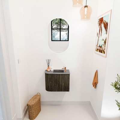 Mondiaz JOYA-DLUX 51.6cm toiletmeubel - ronding links kleur Shadow - Wastafel FAYE positie Rechts 1 kraangat kleur Sombra.