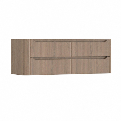 H&R Badmeubelen Juice Wastafelonderkast - 140x45x50cm - linkerhoek afgerond - 4 lades - geïntegreerde greep - charleston