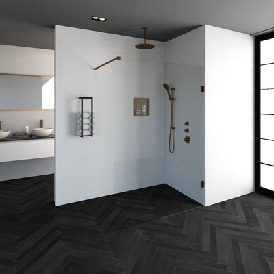 BRAUER Void inloopdouche helder glas 140x200 incl. glascoating PVD koper geborsteld