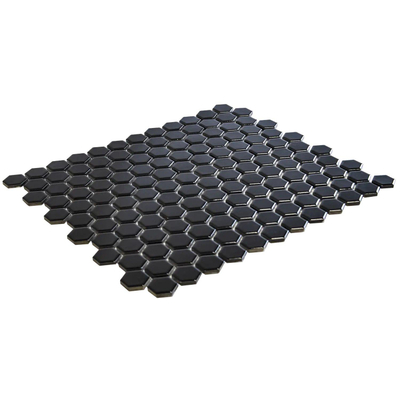 The Mosaic Factory Barcelona mozaïektegel - 26x30cm - 6mm - hexagon - glans black (zwart)