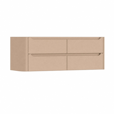 H&R Badmeubelen Juice Wastafelonderkast - 140x45x50cm - linkerhoek afgerond - 4 lades - geïntegreerde greep - Peach