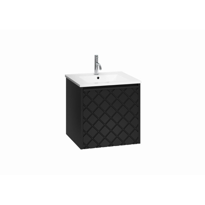 Crosswater Vergo ensemble de meubles de salle de bain - 49.8x47.6x45.5cm - 1 lavabo en céramique - 1 trou pour robinet - 1 tiroir - noir mat