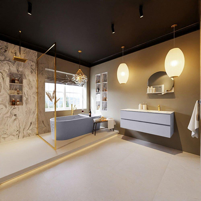 MONDIAZ VICA-DLUX Ensemble meuble de salle de bains - 120cm - meuble sous-vasque cale - 2 tiroirs - lavabo encastré cloud à droite - 1 trou de robinet - version haute 60cm - glace