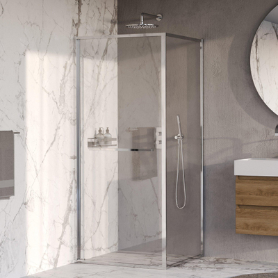 BRAUER Luminis Douchecabine - 90x90x200cm - 2-delig naar binnen draaiend - helder glas - omkeerbaar - incl. glascoating - chroom chroom