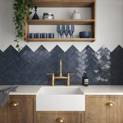 SAMPLE Terravito Ardeno Koko Voor wandtegel - 150x50cm - 8mm - Donker blauw