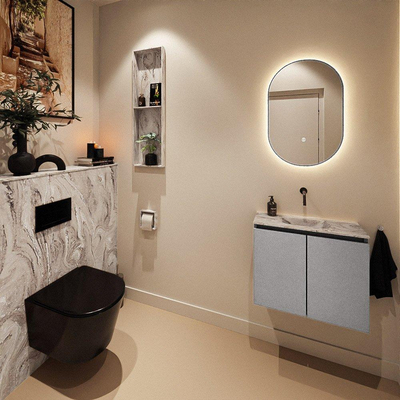 MONDIAZ TURE-DLUX 60cm toiletmeubel Plata. EDEN wastafel Glace positie midden. Zonder kraangat.