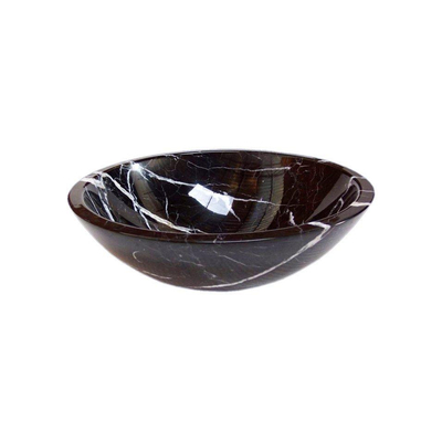 Saniclass Pesca Nero Marquina Waskom - 43x43x13.5cm - rond - marmer - zwart