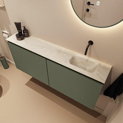 MONDIAZ TURE-DLUX Meuble toilette - 120cm - Army - EDEN - vasque Ostra - position droite - sans trou de robinet