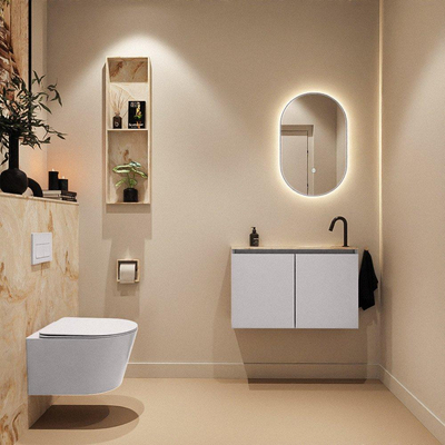 MONDIAZ TURE-DLUX Meuble toilette - 80cm - Cale - EDEN - vasque Frappe - position droite - 1 trou de robinet