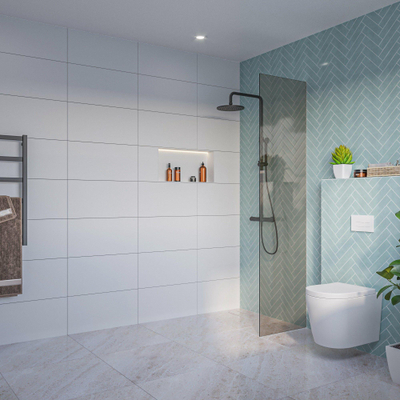 Fortifura Galeria Inloopdouche - rook - glas - 50x200cm - 8mm - nano - blind - inbouw profiel - brons