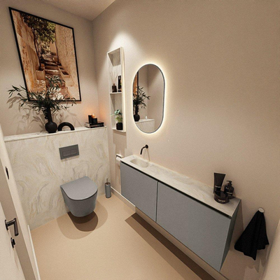 MONDIAZ TURE-DLUX 120cm toiletmeubel Smoke. EDEN wastafel Ostra positie links. Zonder kraangat.