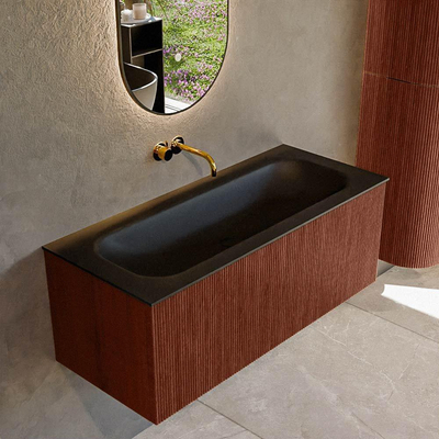 Mondiaz KURVE Ensemble de meuble de salle de bains - 110x46x40cm - 1 tiroir - lavabo solid surface - central - sans trou de robinet - Ruby