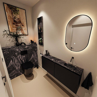 MONDIAZ TURE-DLUX Meuble de toilettes 120 cm Urban. EDEN vasque Lava position droite. Sans trou de robinet.
