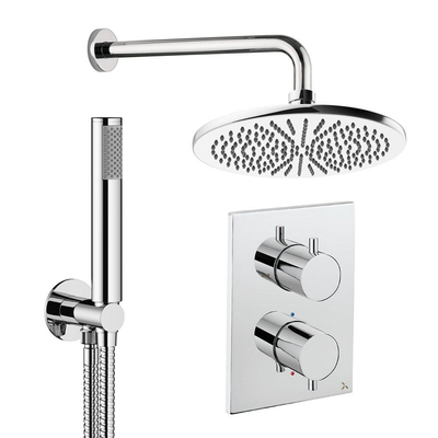 Crosswater MPRO inbouw regendoucheset – Ø30 cm hoofddouche – staafhanddouche – 2 hendels – chroom