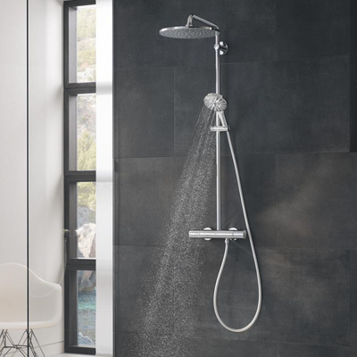 Grohe Rainshower SmartActive opbouw regendoucheset – thermostatisch – Ø31 cm hoofddouche – 3-standen handdouche – chroom