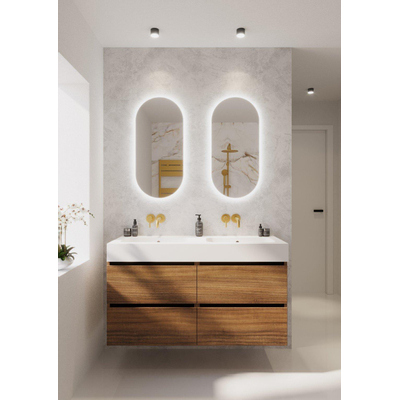 Riho Oval Miroir led salle de bain - 38x80cm - chauffe miroir - Argent
