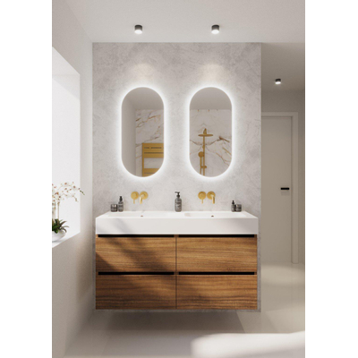 Riho Oval spiegel – ovaal – 38x80 cm – indirecte LED rondom – spiegelverwarming – Zilver