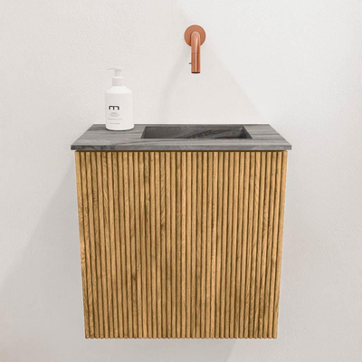 Mondiaz JOYA-DLUX 40cm toiletmeubel - kleur Oak - Wastafel FAYE positie Rechts Zonder kraangat kleur Sombra.