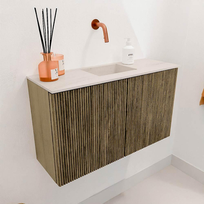 Mondiaz JOYA-DLUX 70cm meuble de salle de bains - couleur Dusk - Vasque FAYE position Milieu Sans trou de robinet couleur Meli.