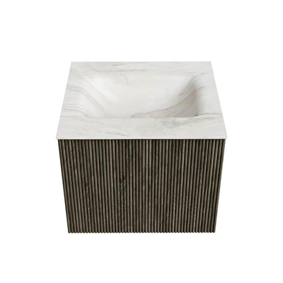 Mondiaz KURVE-DLUX Ensemble meuble de salle de bains - 50x46x40cm - 1 tiroir - vasque solid surface - milieu - sans trou de robinet - Shadow