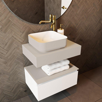 Mondiaz TOP 41 Topblad - 50x41x12cm - geschikt voor afdekplaat - Solid surface - Linen