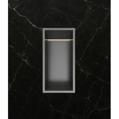 Hotbath &MORE Inbouwbox of inbouwnis - 30x15x10 - met LED - IP44 - PVD - geborsteld gunmetal (antraciet)