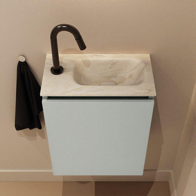 MONDIAZ TURE-DLUX Meuble toilette - 40cm - Greey - EDEN - vasque Ostra - position droite - 1 trou de robinet