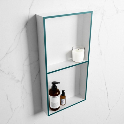 Mondiaz Easy nis 29.5x59.5x8cm voor Inbouw/opbouw 2 open vakken Solid surface Talc/Smag