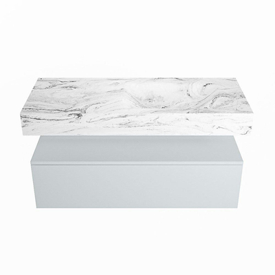 MONDIAZ ALAN - DLUX Ensemble de meuble de salle de bains - 110cm - meuble bas - Clay - 1 tiroir - lavabo suspendu - vasque à droite - 0 trous de robinet - Glace