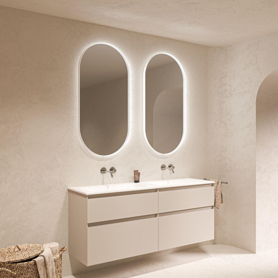 INK SP21 miroir – ovale – 60 x 120 cm – LED indirecte – chauffage de miroir – Blanc mat