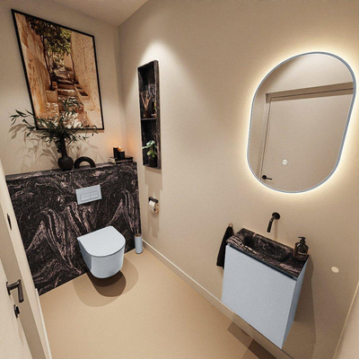 MONDIAZ TURE-DLUX Meuble de toilettes 40 cm Clay. Lavabo EDEN Lava position milieu. Sans trou de robinet.