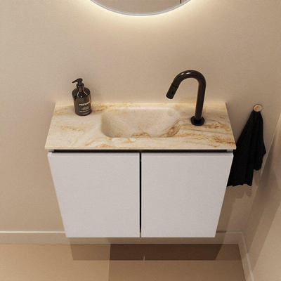 MONDIAZ TURE-DLUX 60cm toiletmeubel Linen. EDEN wastafel Frappe positie midden. Met 1 kraangat.