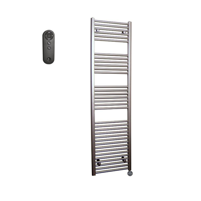 Sanicare HVS Elektrische Radiator - 172x45cm - 920W - met afstandsbediening - thermostaat - zwart - rechtsonder - inox look (zilver)