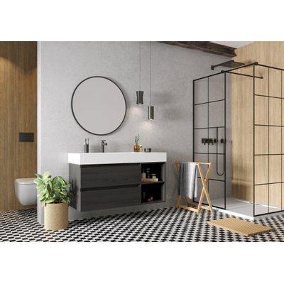 H&R Badmeubelen Elegance Wastafel - 122x46x12.5cm - 1 kraangat - wasbak links - keramiek wit