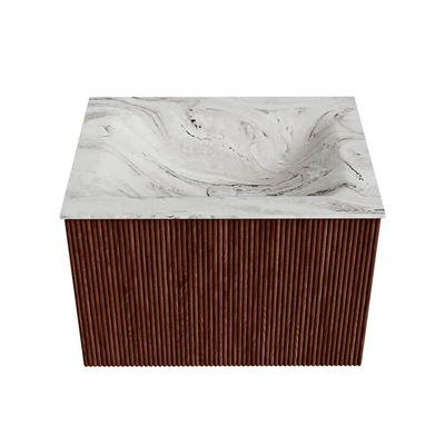 Mondiaz KURVE-DLUX Badkamermeubelset - 60x46x40cm - 1 lade - wastafel solid surface - midden - 1 kraangat - Ruby