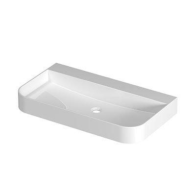 INK Duomo Wastafel - 80x45x10cm - opbouw - afgeronde hoeken - zonder kraangat - polystone - glans wit