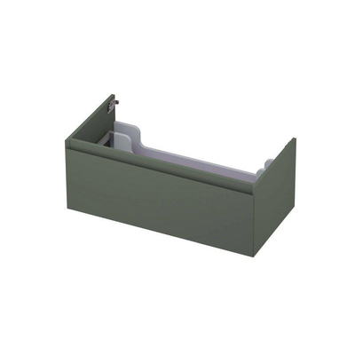 INK Wastafelonderkast - 90x45x35cm - 1 lade - greeploos - MDF lak - Mat beton groen