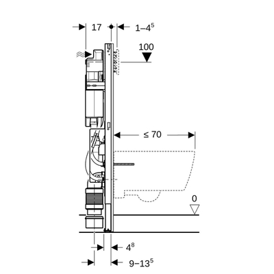 Geberit Duofix WC suspendu 112cm sigma 12cm hauteur WC réglable. bras de soutien.