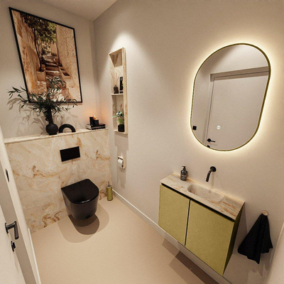 MONDIAZ TURE-DLUX Meuble WC 60 cm Oro. EDEN lavabo Frappe position droite. Sans trou de robinet.