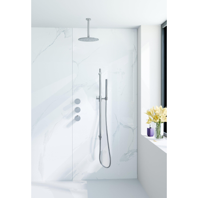 Fortifura Nebbio ensemble de douche pluie apparent – bras de plafond 20 cm – douchette bâton 1 jet – barre de douche 91 cm – chrome