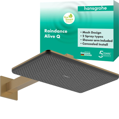 Hansgrohe Raindance alive Q - hoofddouche 210/340 2jet - ecosmart wand - geborsteld brons (brons)