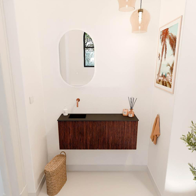Mondiaz JOYA 100cm toiletmeubel - kleur Ruby - Wastafel FAYE positie Links Zonder kraangat kleur Urban.